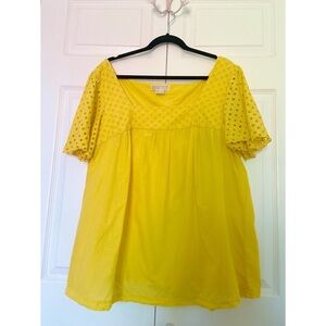 MICHAEL KORS | Mustard Yellow eyelet top.